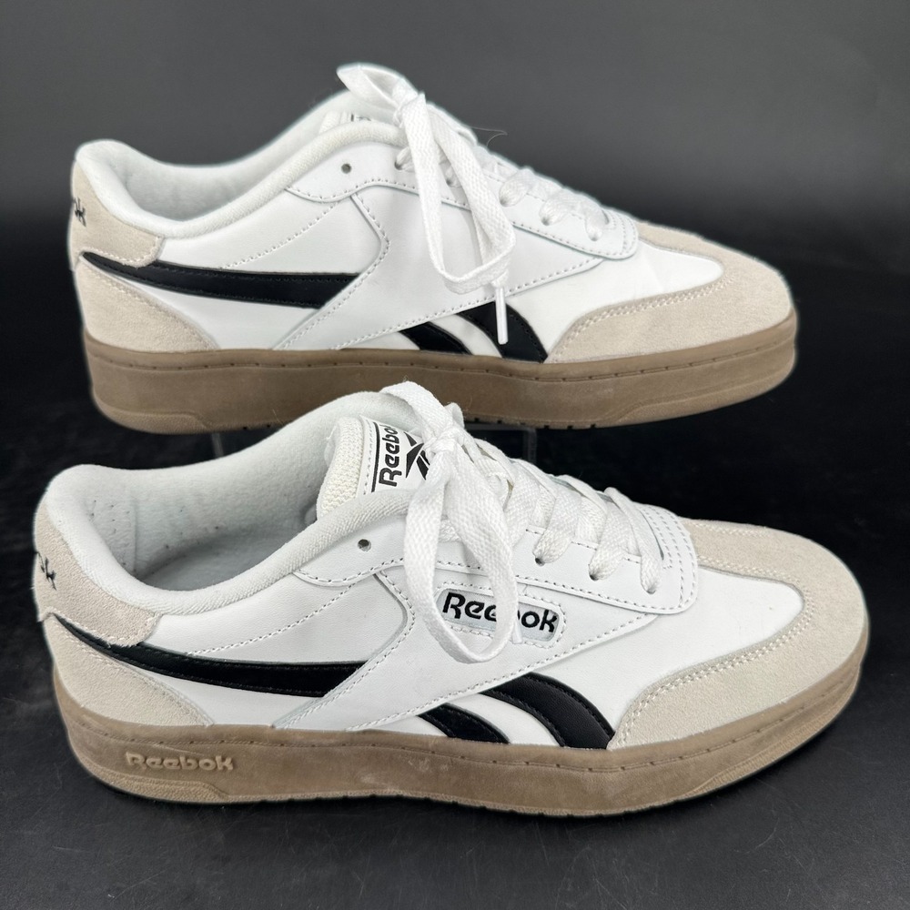 Reebok Forte Lounger Shoes WOMENS White Cream Black Lace‎ Up Sneakers SIZE 8